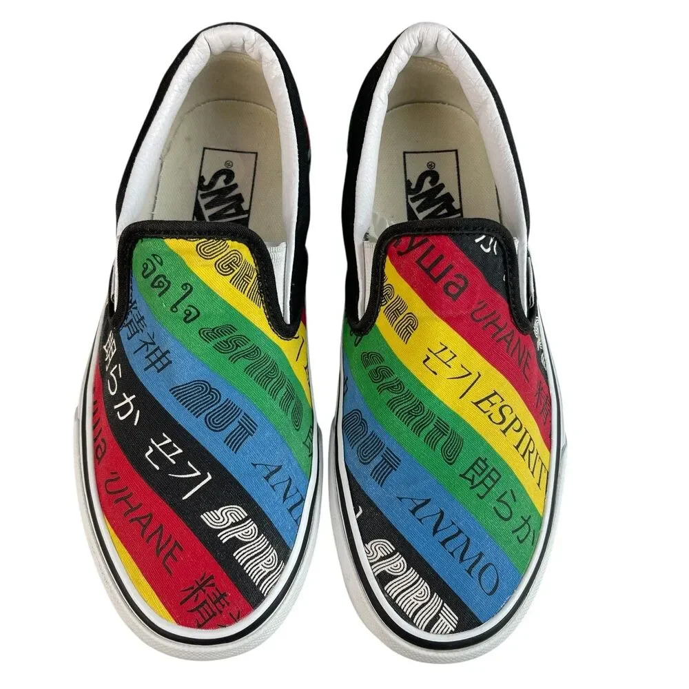Vans‎ Women’s Slip‑On Sneakers 6.5 Multicolor Stripe Spirit Print Canvas Shoes